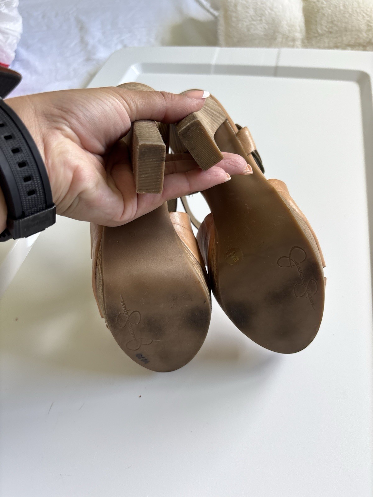 Jessica Simpson Tan Strappy High Heels Size 8 Summer Staple