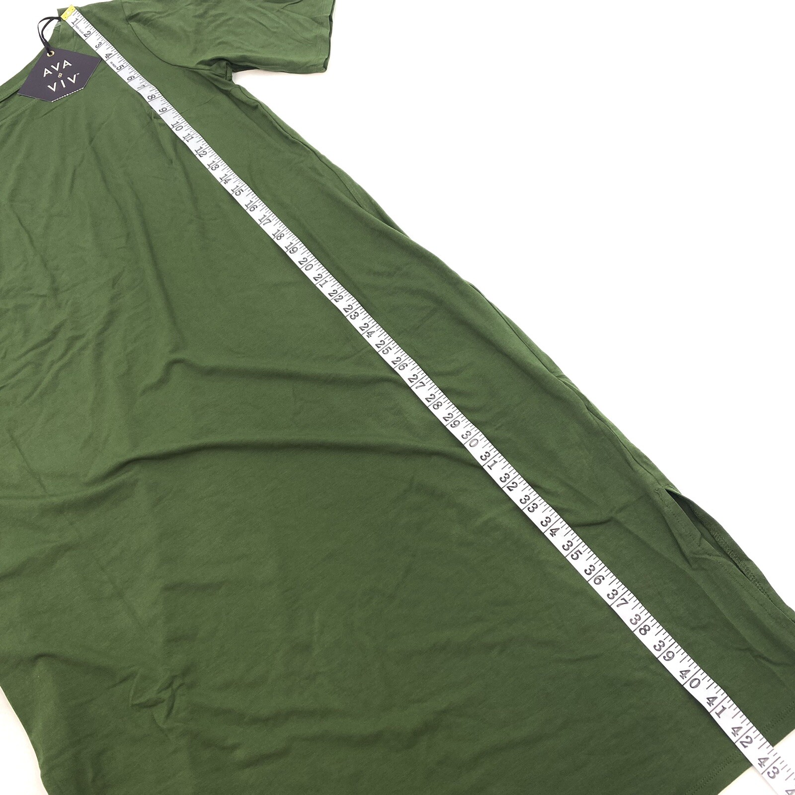 Ava & Viv Womens Women’s Plus Size X (14W) Short Sleeve Knit T-Shirt Dress Green