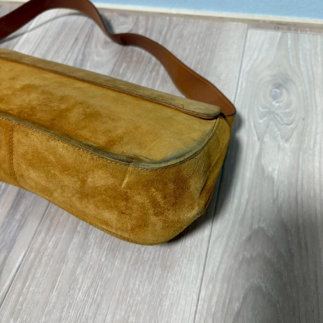 Salvatore Ferragamo One Shoulder Bag Gancini Suede Camel Vintage Auth From Japan