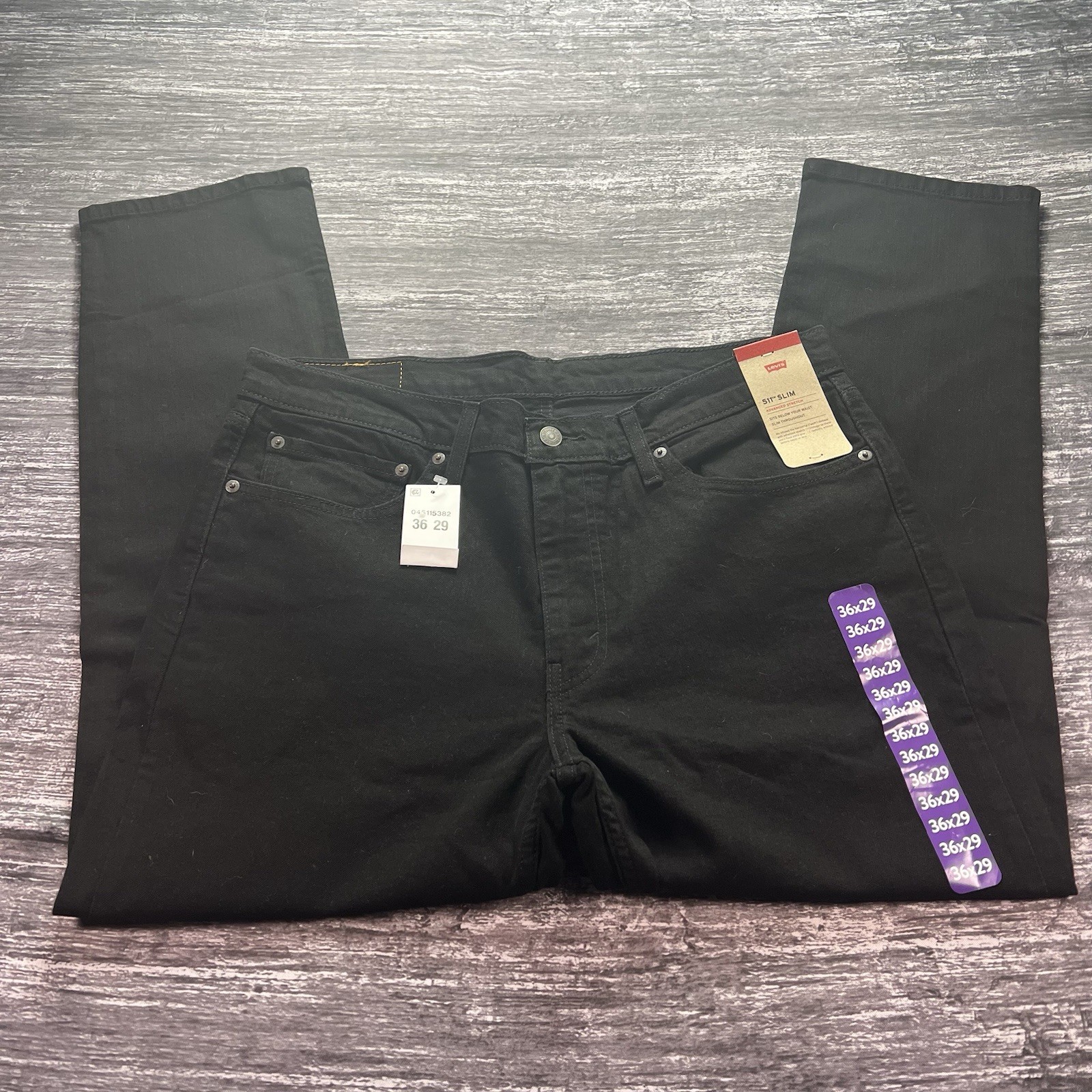Levi’s 511 Mens Slim Fit Advanced Stretch Below Waist Jeans Black Size 36X29 NWT