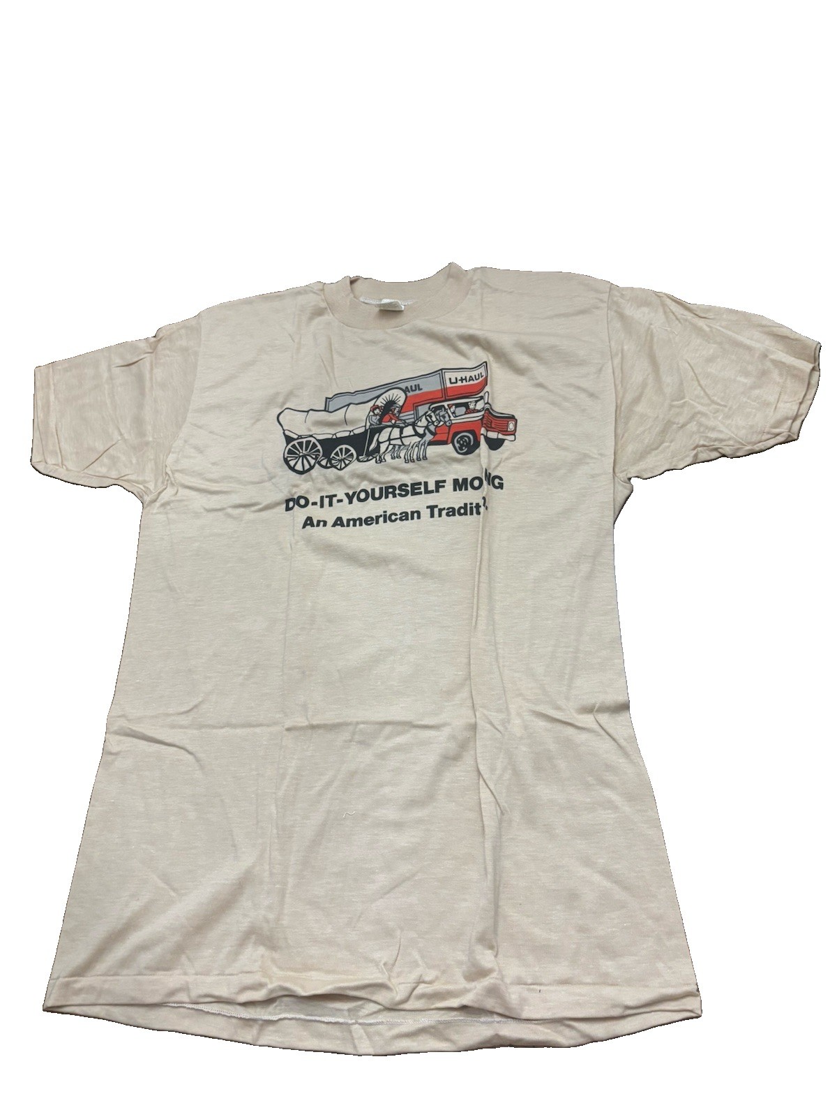 Vtg 1970s U-Haul Single Stitch T Shirt XL Deadstock Rare Velva Sheen 2 Sided