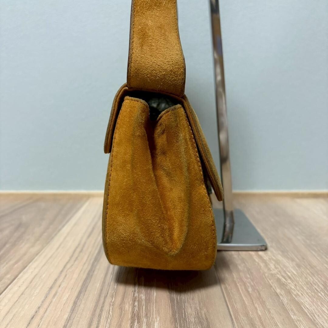 Salvatore Ferragamo One Shoulder Bag Gancini Suede Camel Vintage Auth From Japan