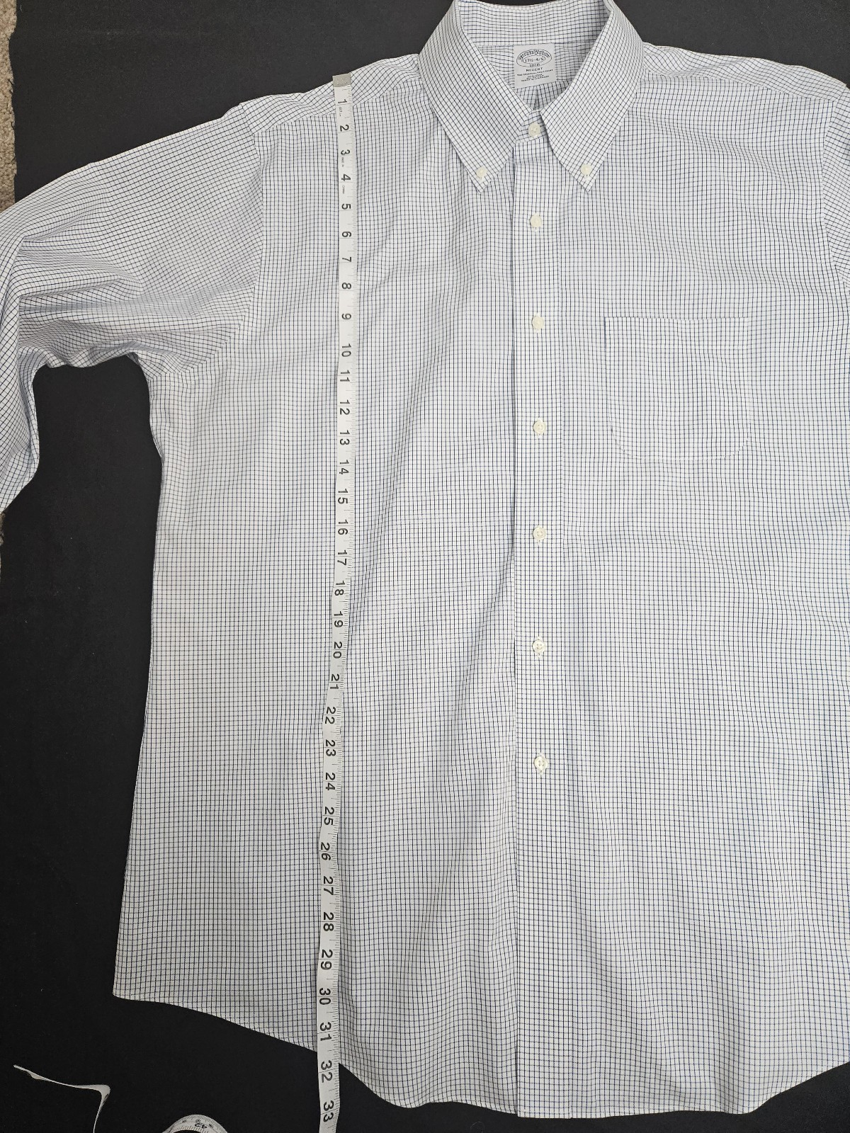Brooks Brothers 1818 Regent Non-Iron Cotton Dress Shirt 17.5 Check Button Down