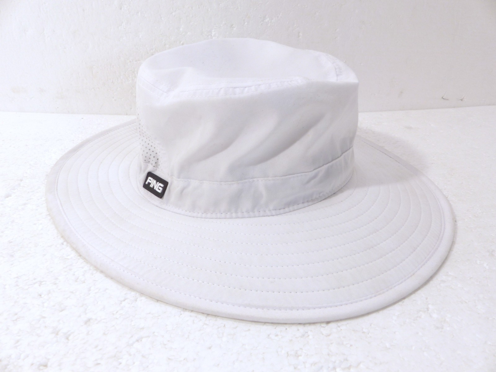 Adult PING Golf Sensorcool Vented White Elastic Stretch Fit Boonie Sun Hat OSFM