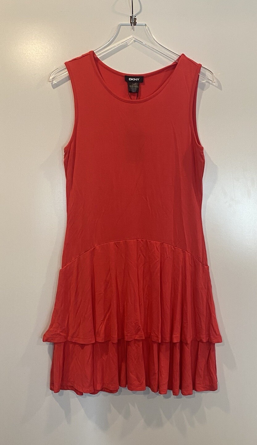 NWT DKNY Donna Karan Womens Coral Knit Sleeveless Crew Neck Dress Size Medium
