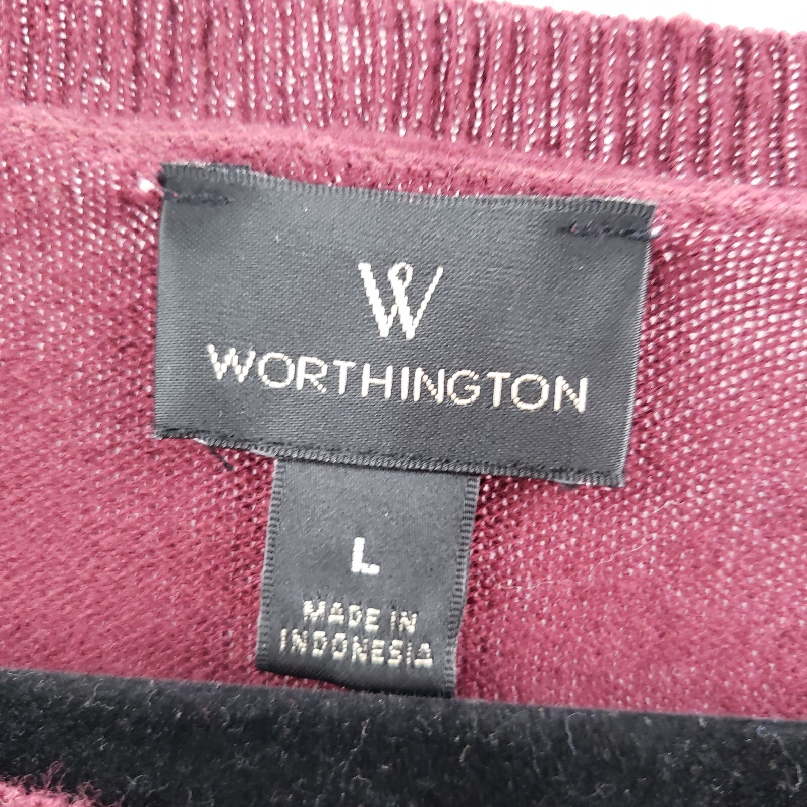 Worthing Large Burgundy Red Sweater Womens Cotton Blend Pullover Round Neck