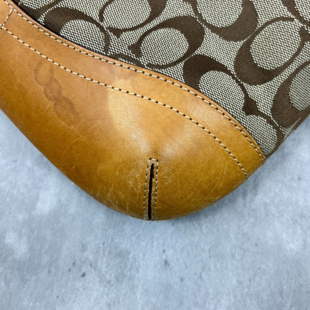 Coach F19682 shoulder bag signature canvas leather Brown Authentic From JAPAN