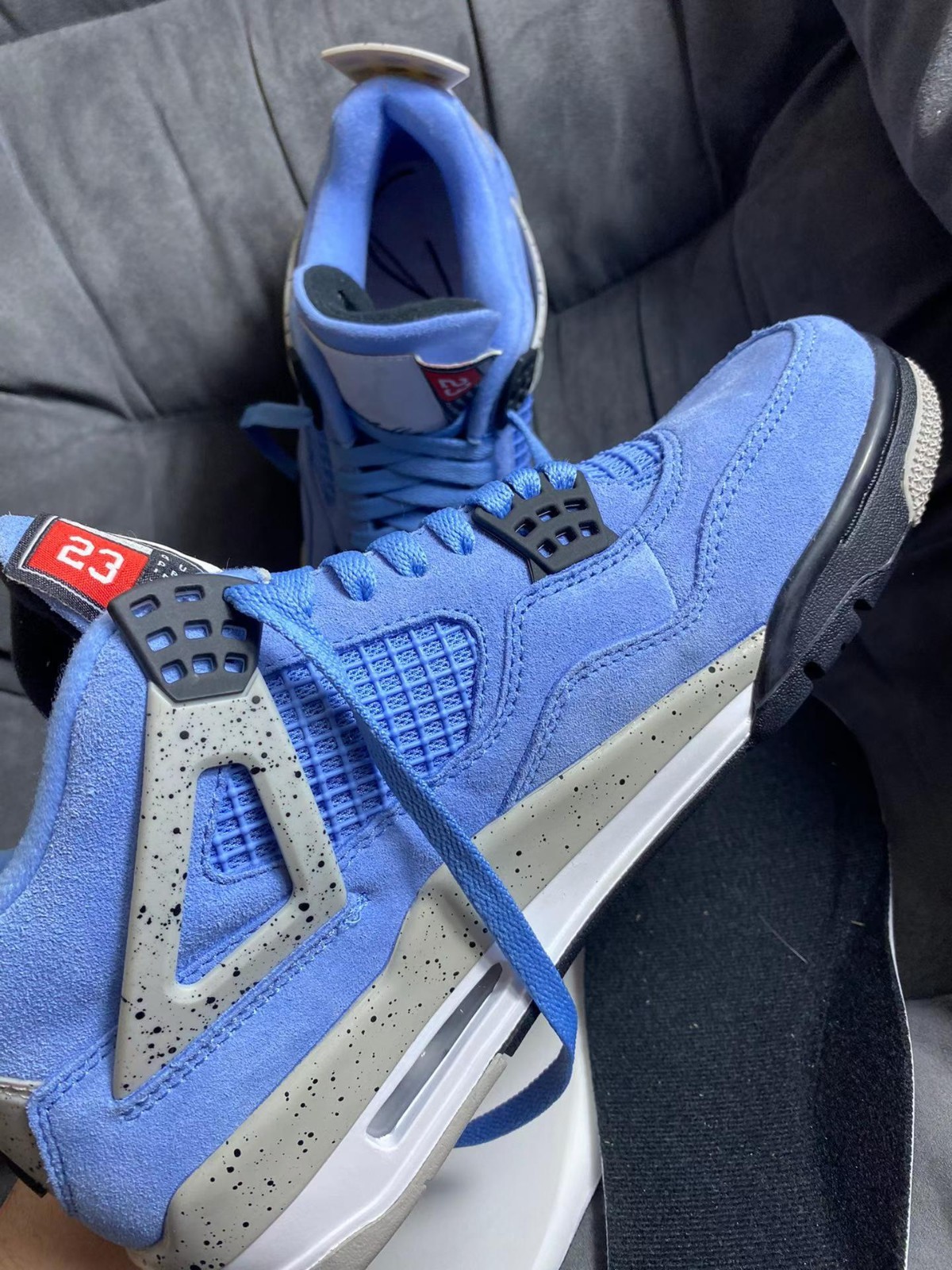 Nike Air Jordan 4 University Blue UNC Suede Sneakers Mens Shoes