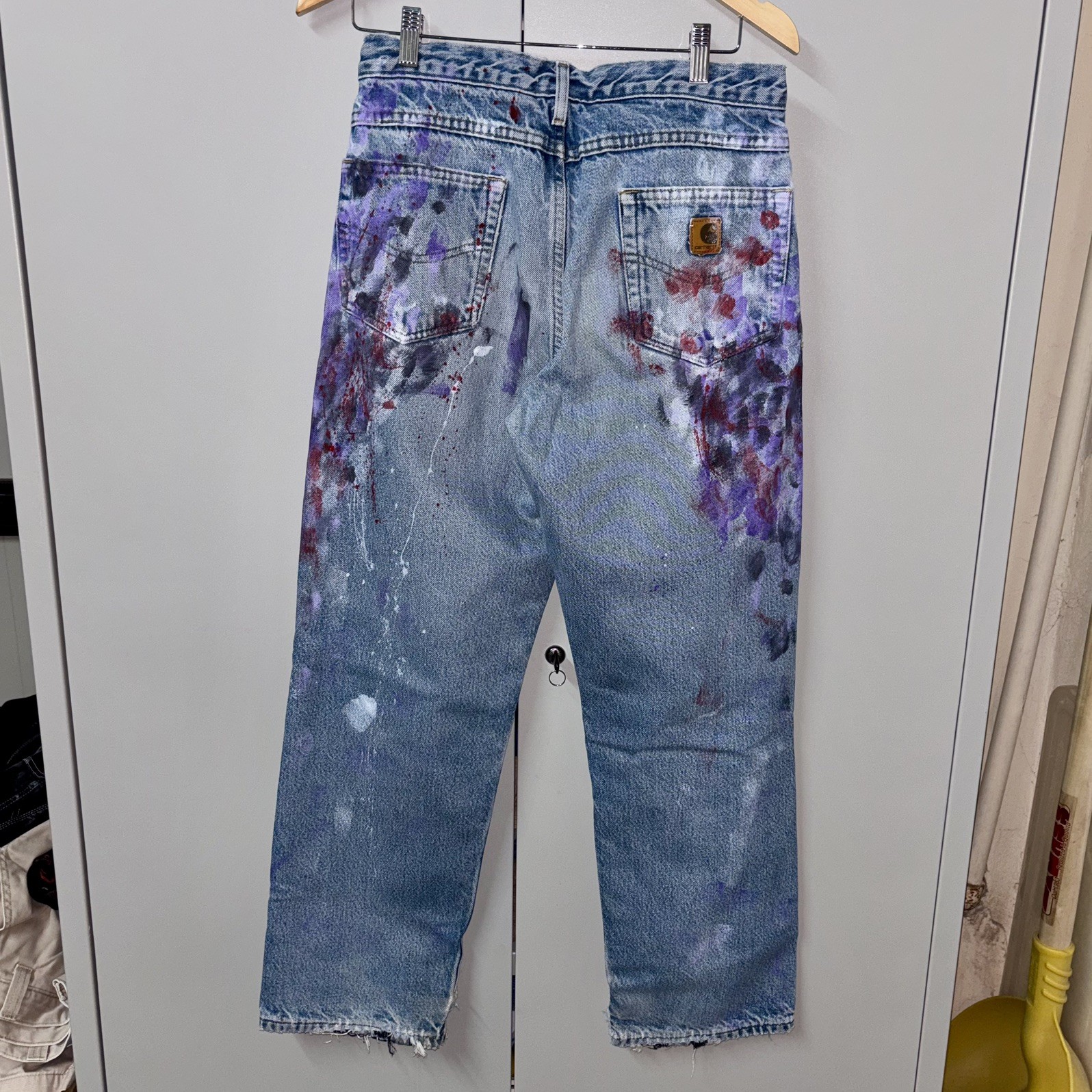 Vintage Carhartt Painter Jeans 30×30 Distressed Paint Splatter Denim