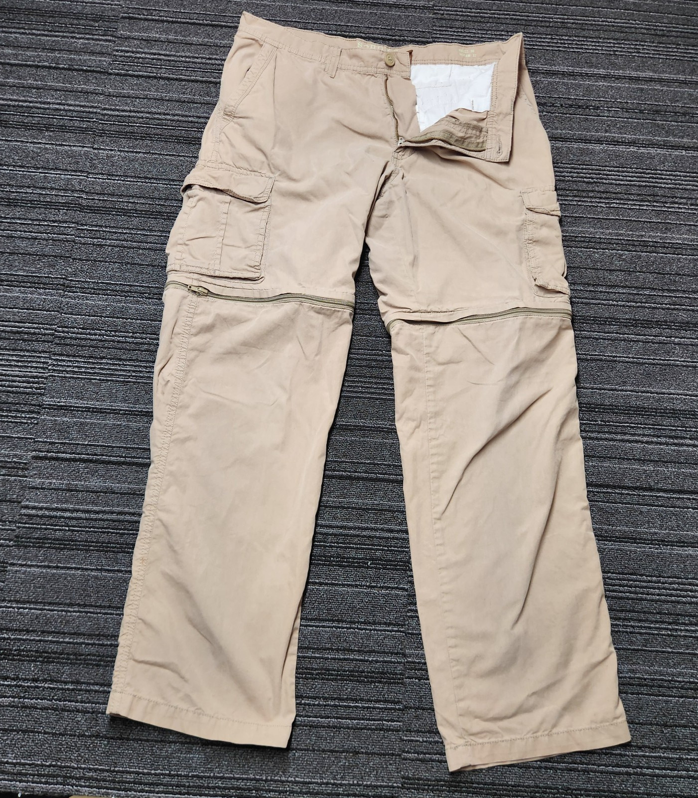 Sonoma Life + Style Convertible Cargo Hiking Pants Mens 36×32 Zip Off Khaki Tan