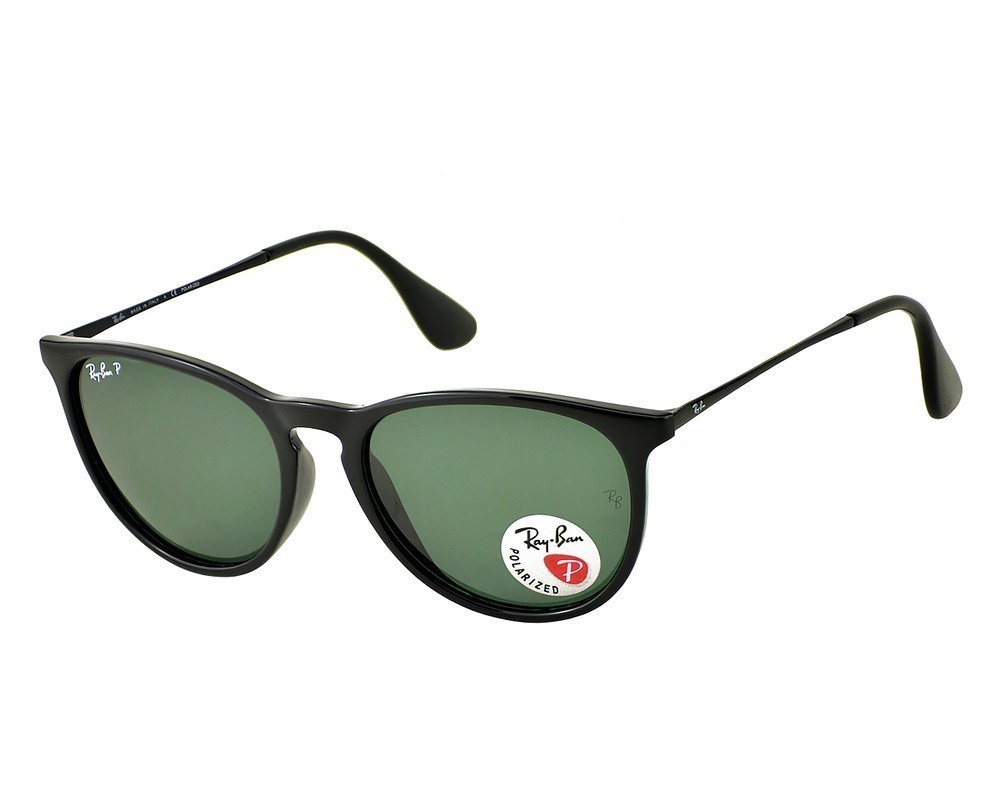 Ray-Ban Sunglasses RB4171 Erika Black Frame Polarized Green Lens 54mm for Women