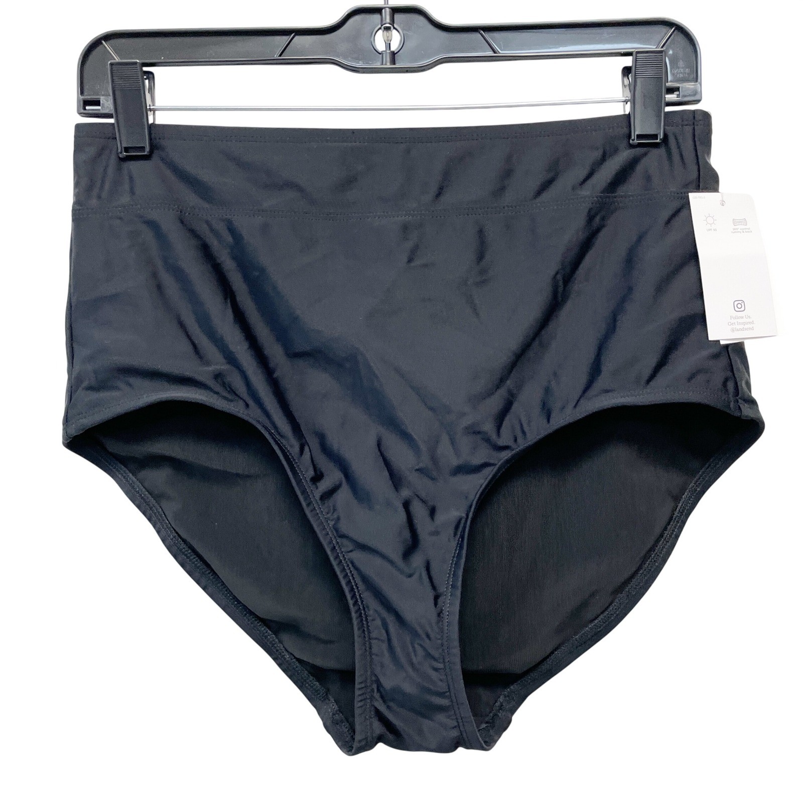 Lands’ End Women’s Black High Waisted Bikini Swim Bottoms Size Medium