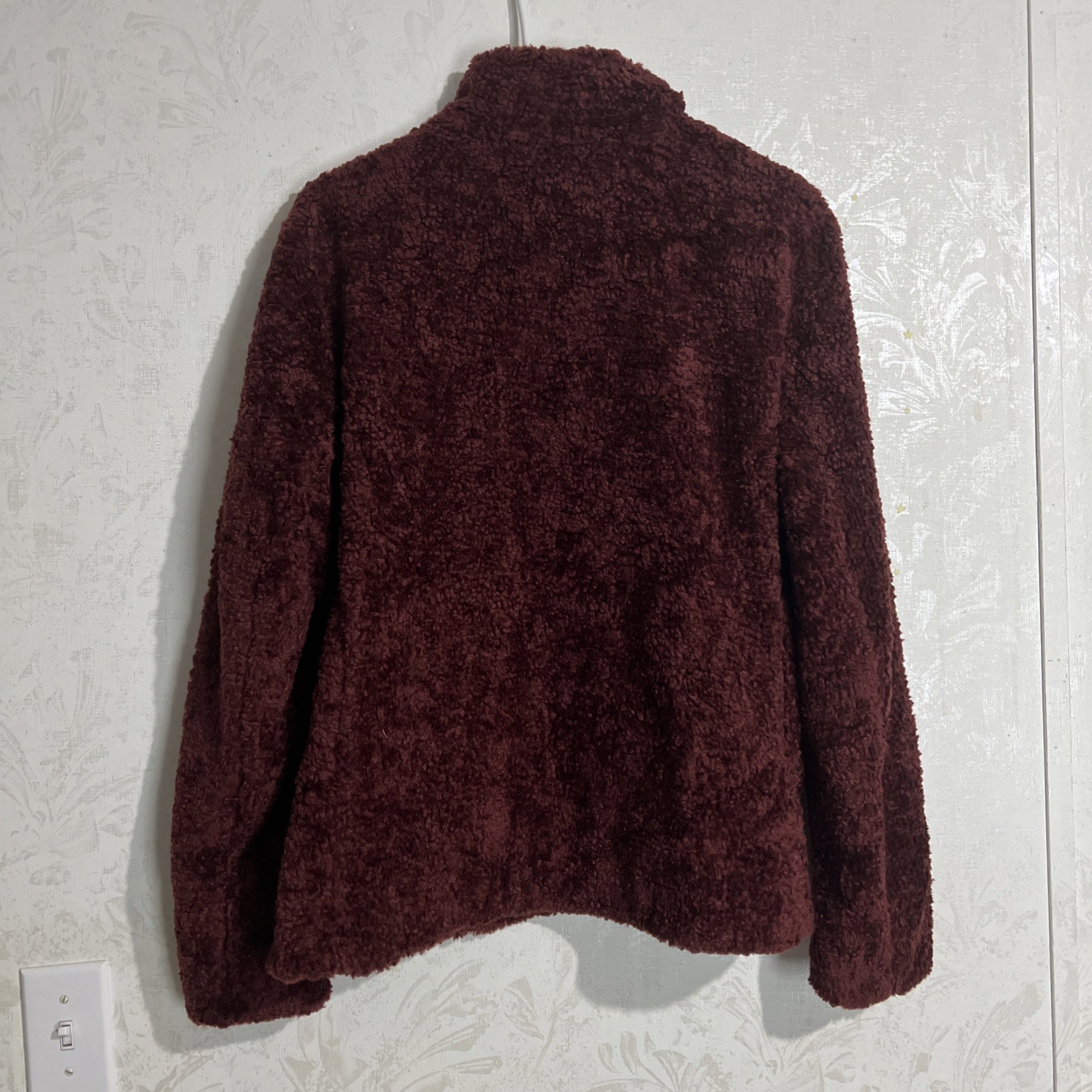 Pendleton Women’s Full-Zip Fuzzy Jacket Coat Sharpa Burgundy/ Red Large NWT