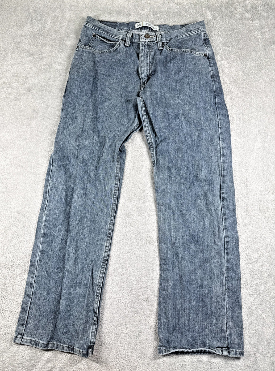 Lee Men’s Regular Fit Straight Leg Jean Pants Stone-Washed Blue Size 32×30
