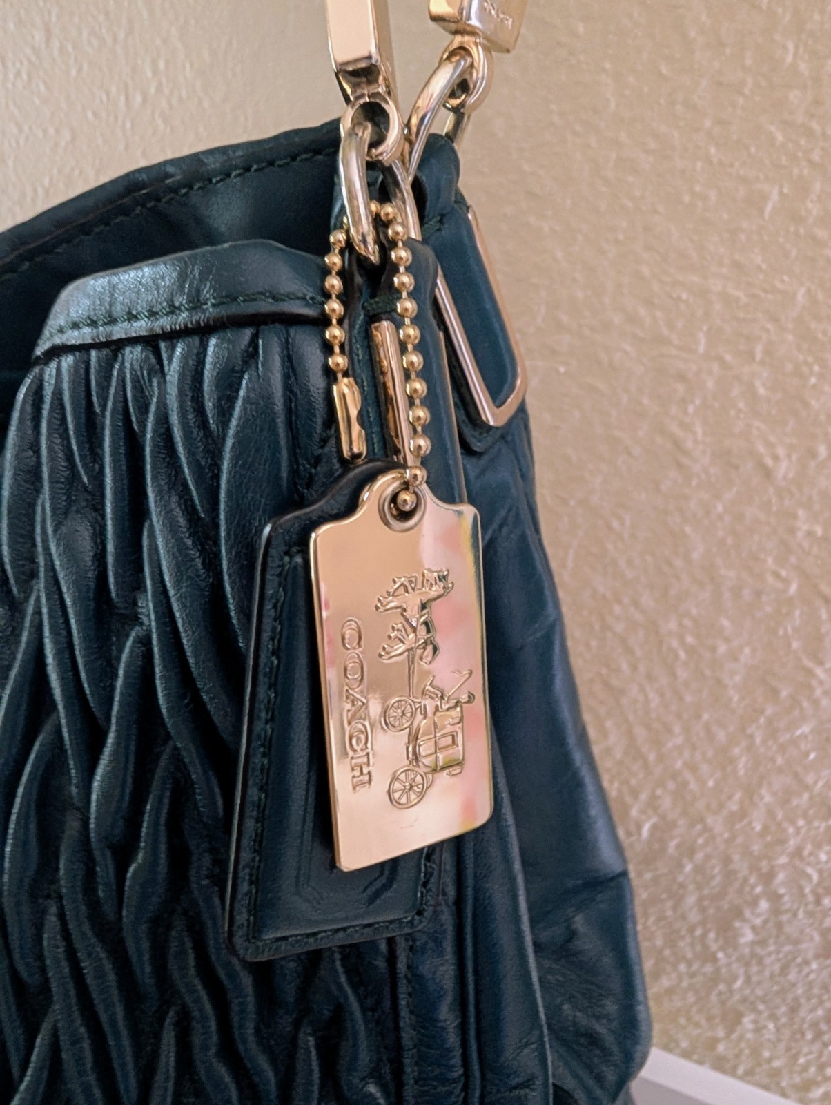 Coach Madison Phoebe Twist Leather Shoulder Bag Dark Teal 26257