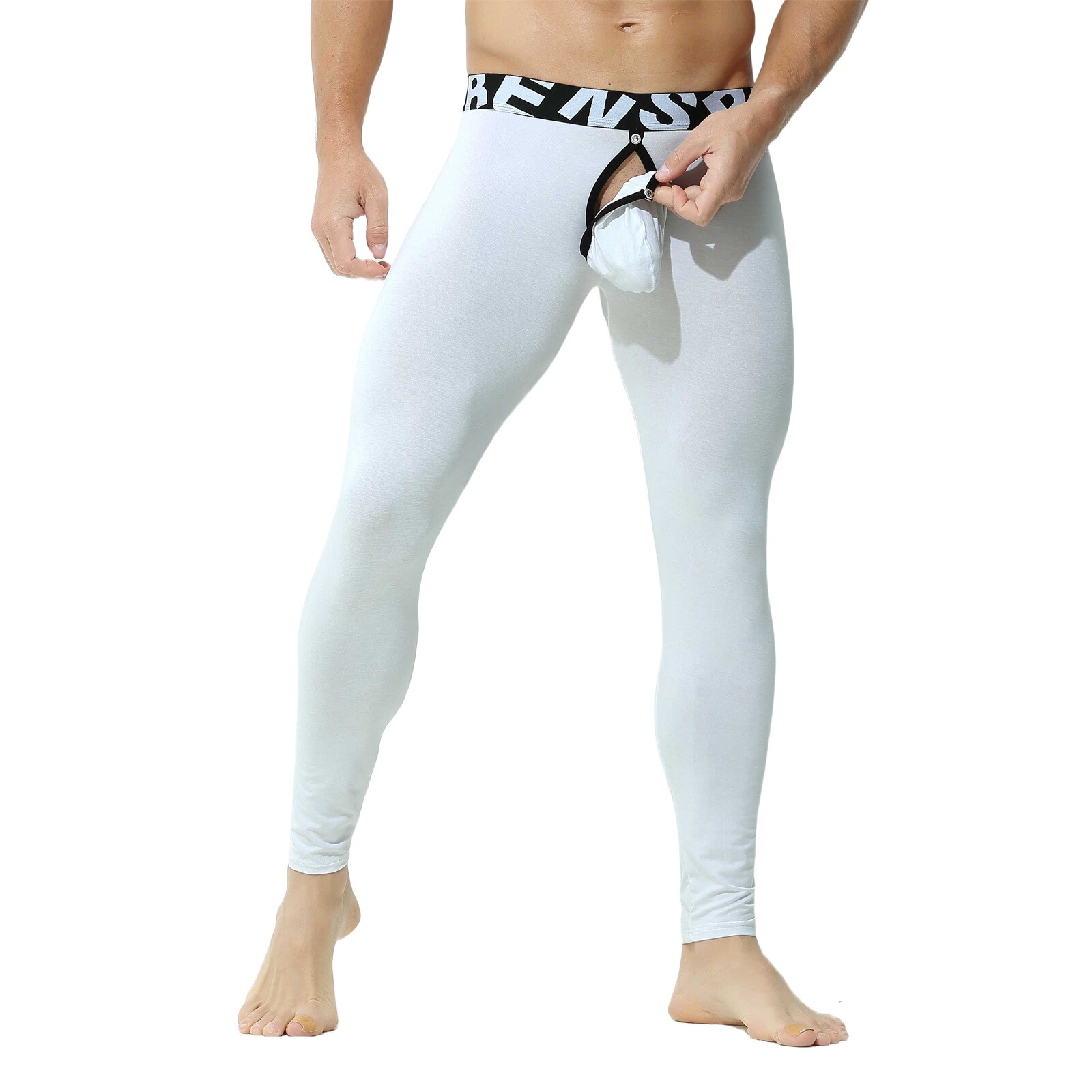 Men Sexy Thermal Long Johns Legging Pants U Convex Seperate Pouch Soft Underwear