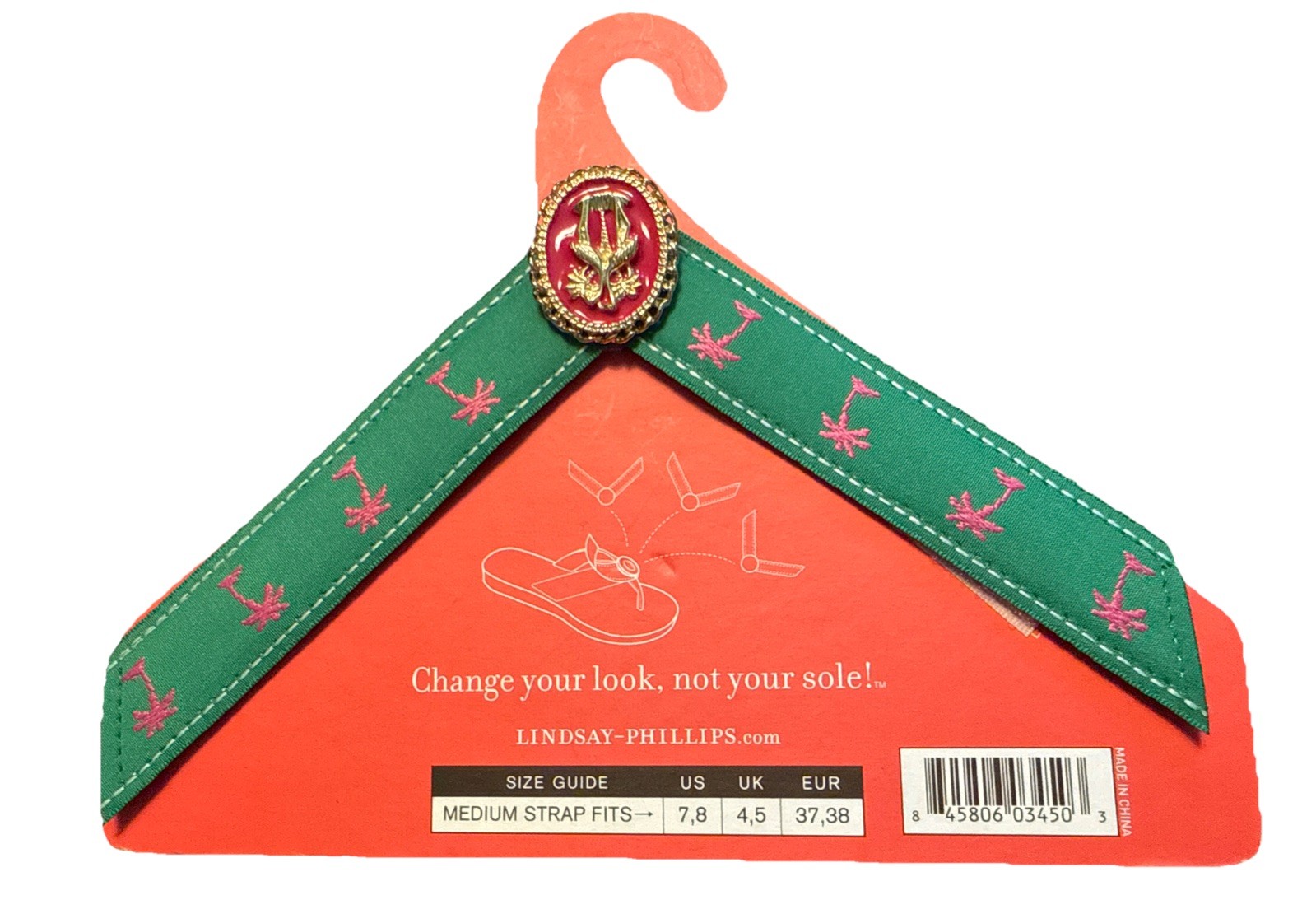 Lindsay Phillips Switchflops Interchangeable Straps Jasmine Pink Green Sz M NEW