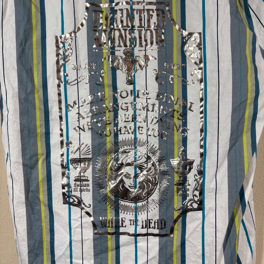NWOT Disney Haunted Mansion Madame Leota Striped Button Down Shirt Mens Medium