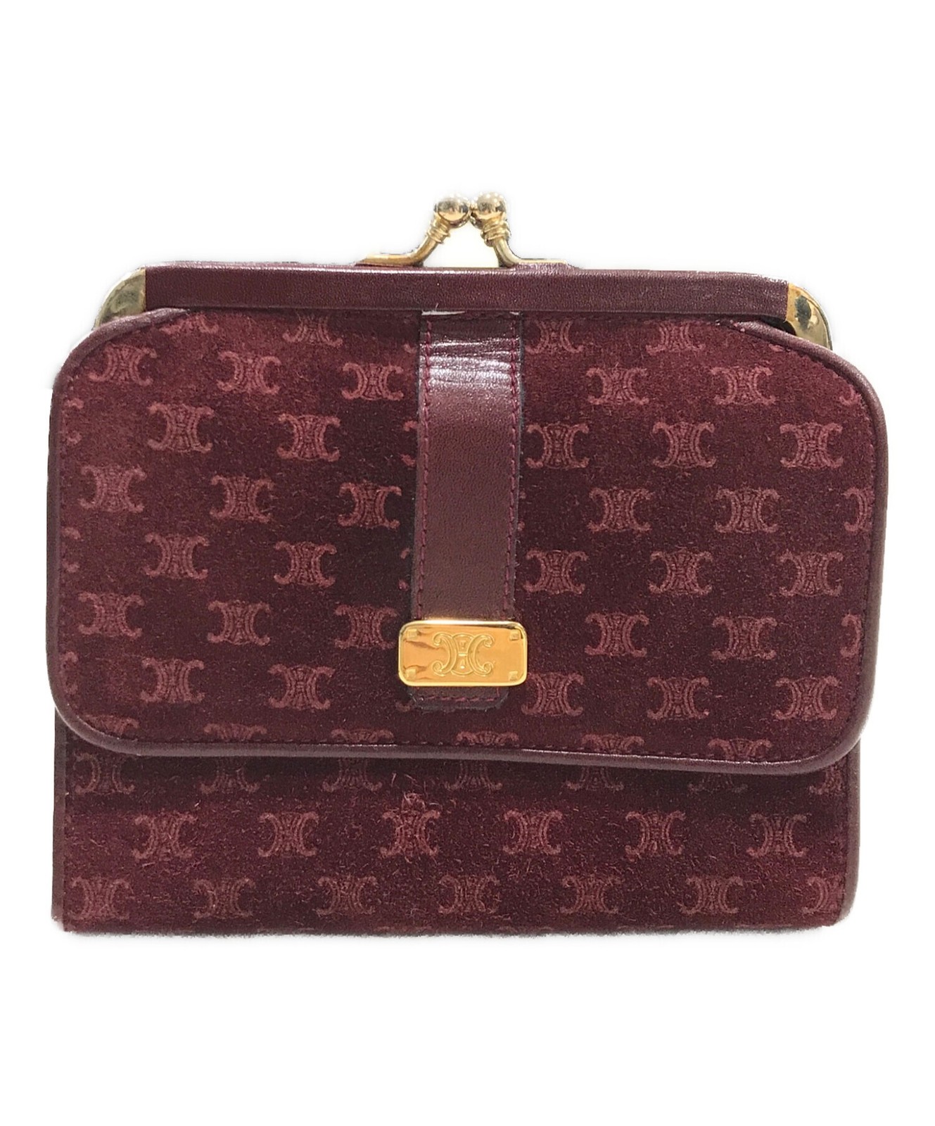 CELINE Clutch Bag Red Vintage Kiss-Rock From Japan