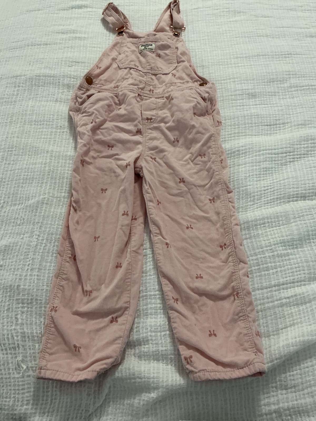 Oshkosh B’gosh Toddler Girl Bow Print Corduroy Overalls – Pink 5T