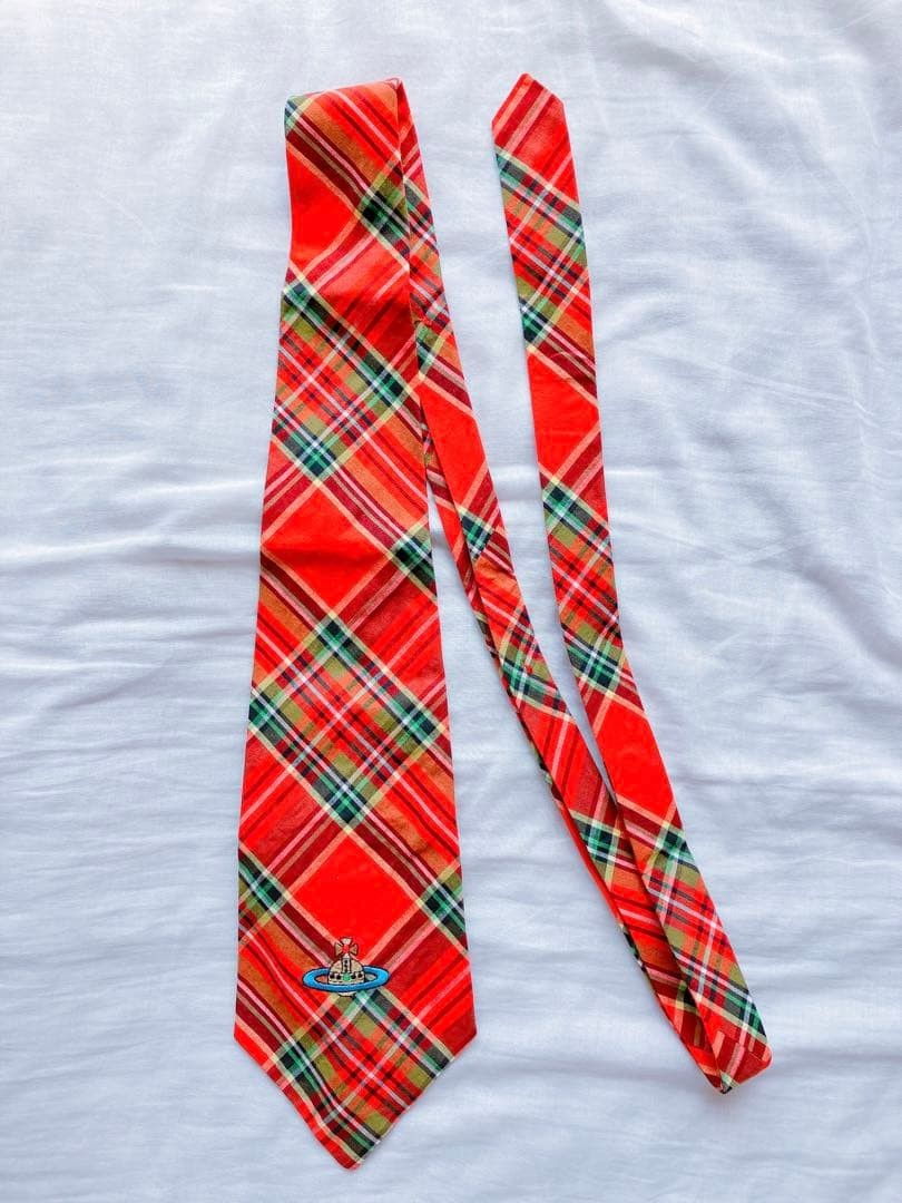 Vivienne Westwood Wide Checkered Tie Ribbon Convertible 5.1in Width Archive Logo