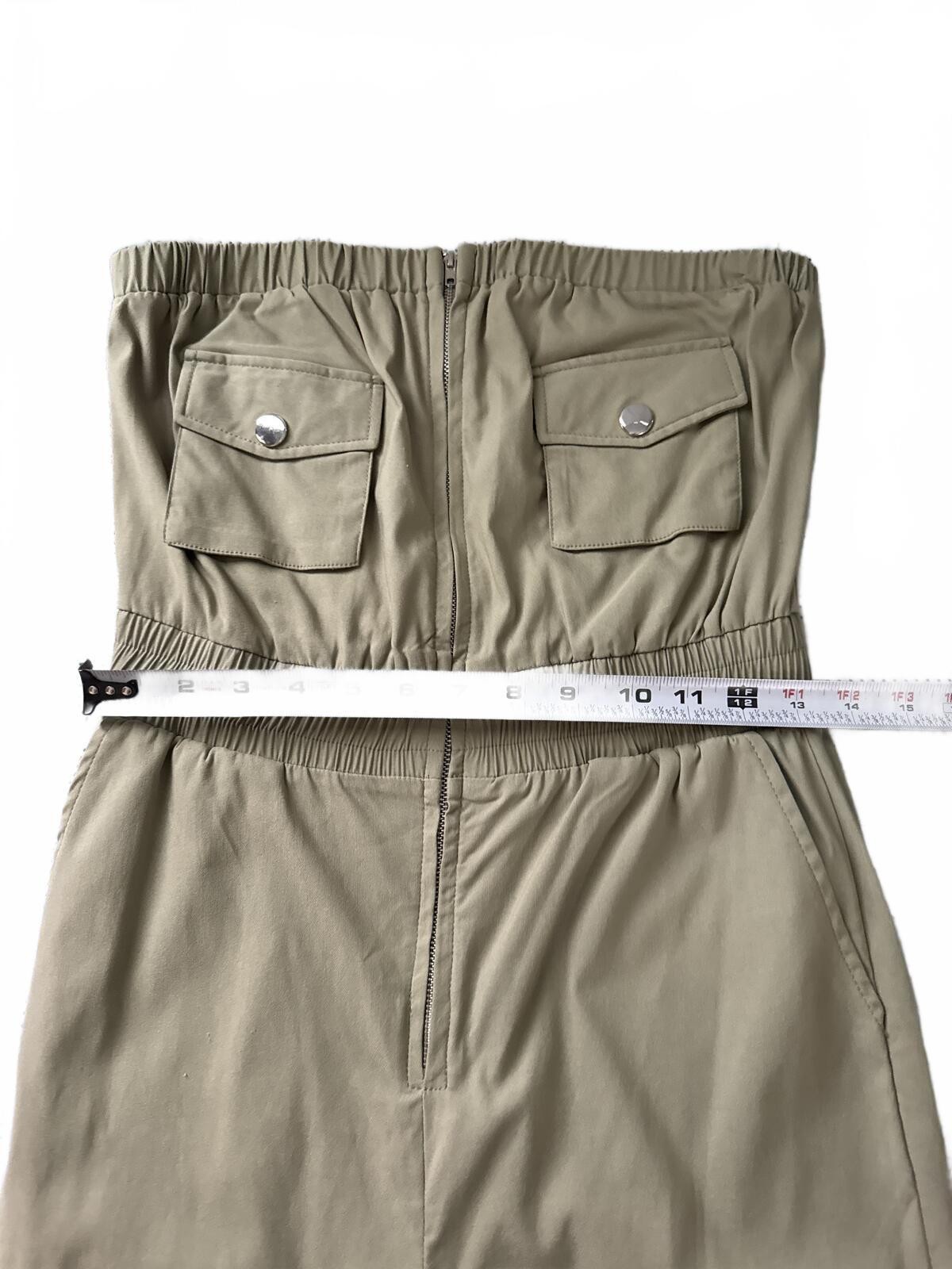 AKIRA Olive Strapless Cargo Jumpsuit with Snap Flap Pockets NWT Medium