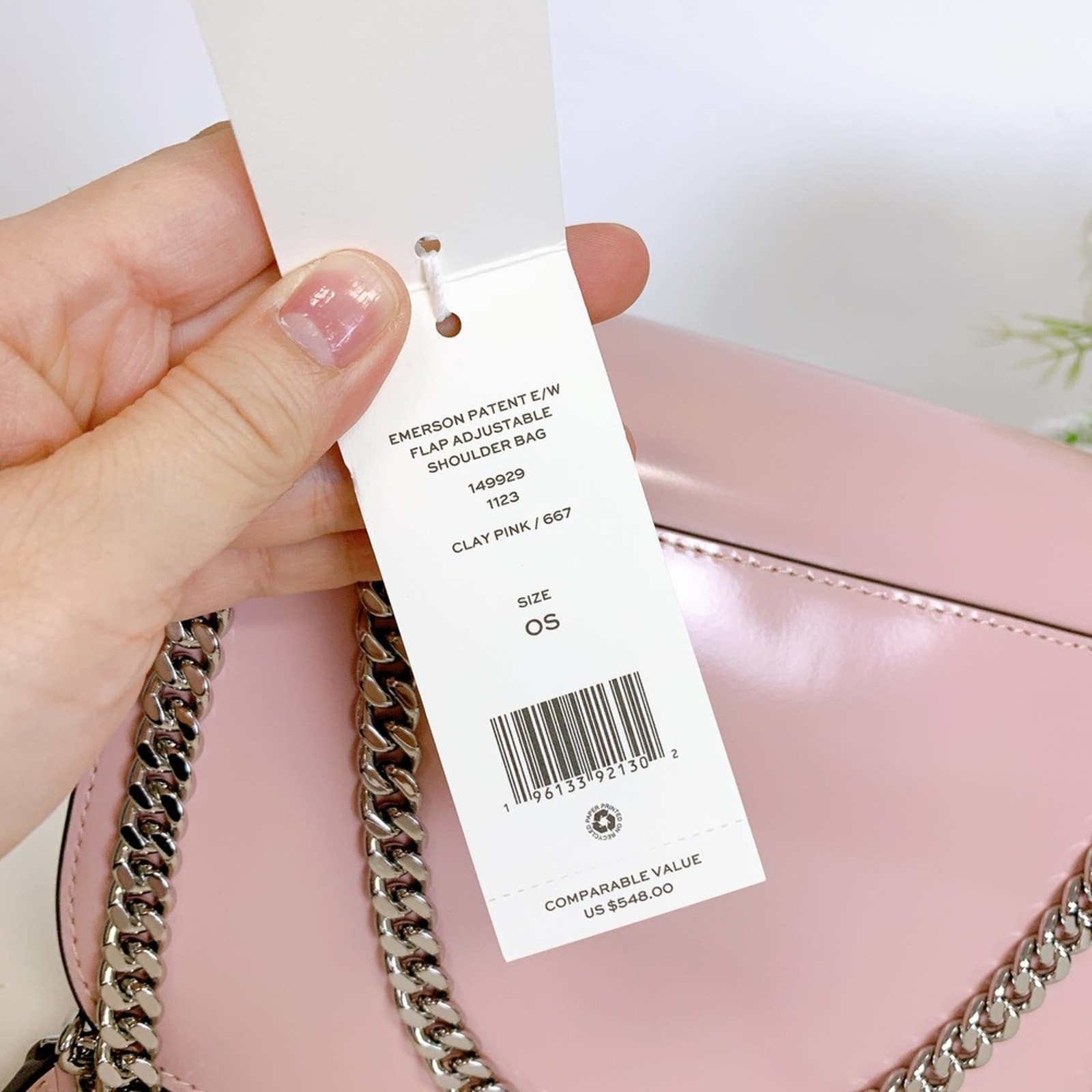 Tory Burch 149929 Emerson Top Handle Patent Leather Crossbody Bag IN CLAY PINK