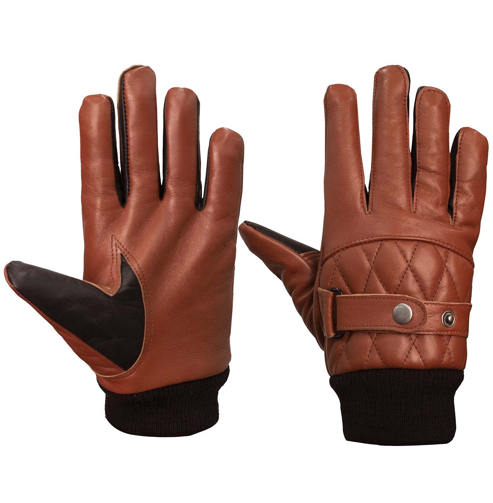Mens Real Leather Driving Gloves Warm Winter Thin Button Down Riding Glove