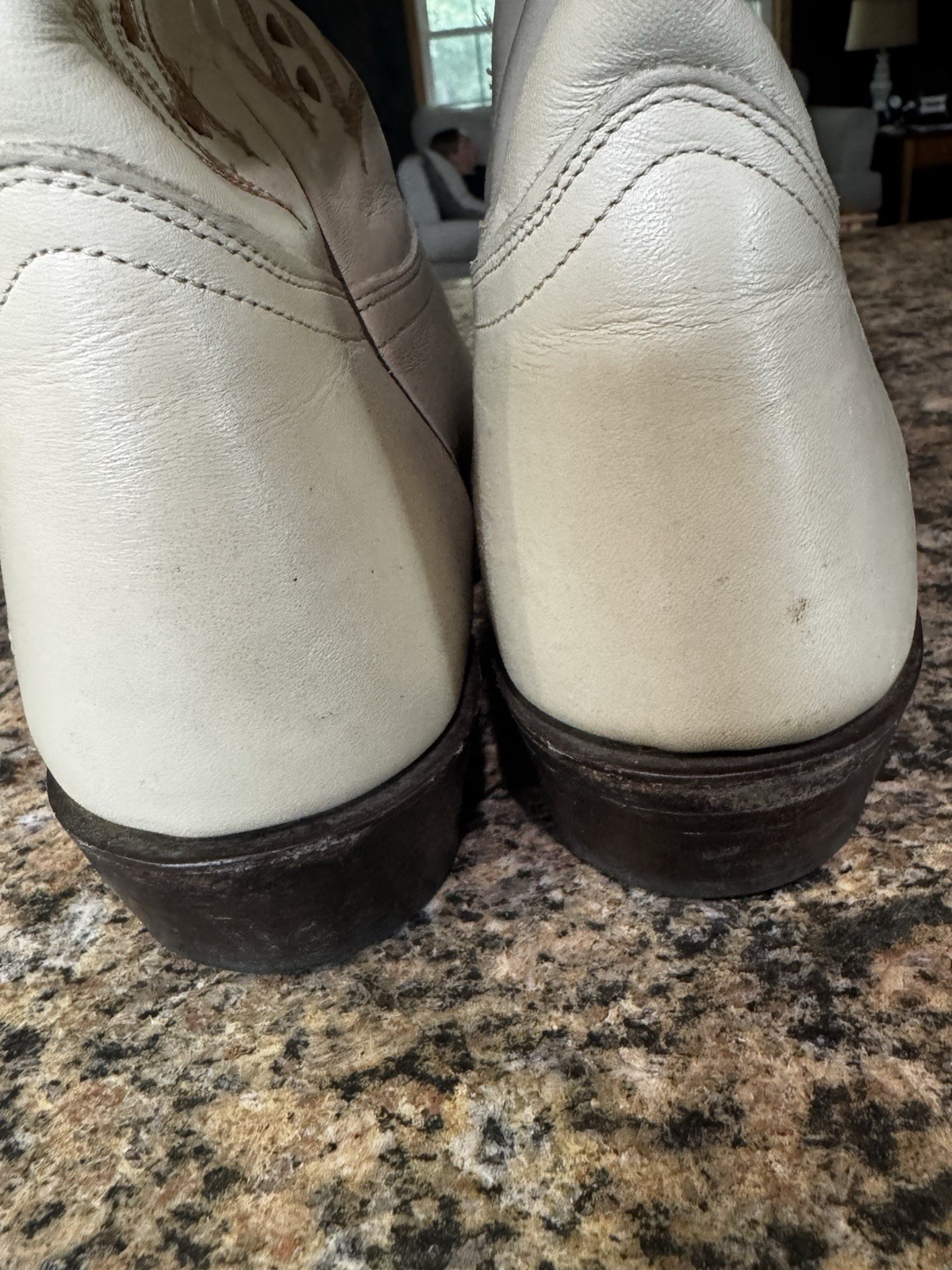 J Chisholm Vintage Men’s Cowboy Boots Brown Leather Size 11.5 Made In USA White
