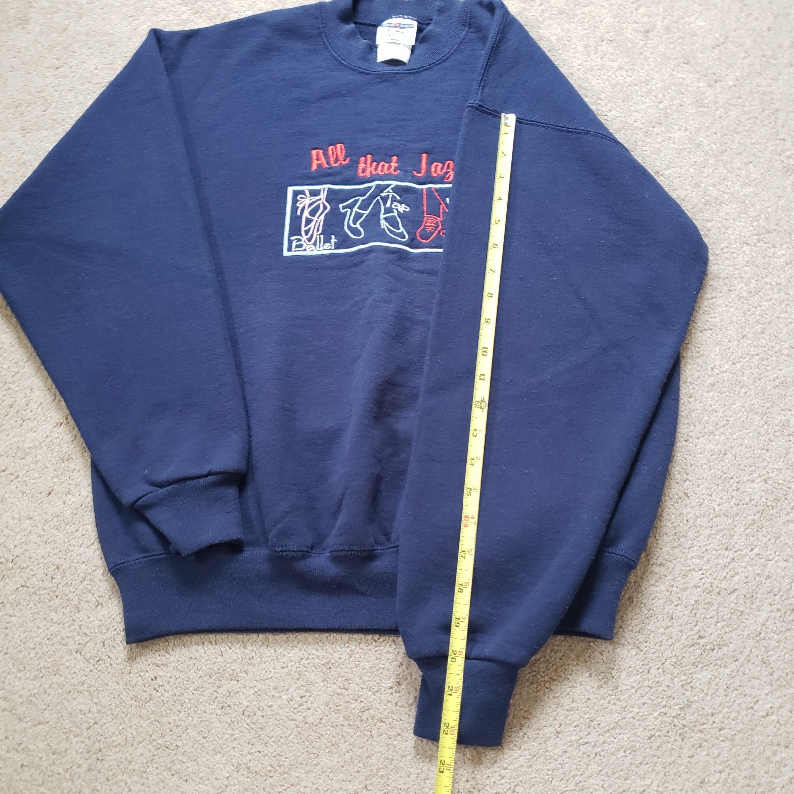 Vintage 90s All That Jazz Size Medium Unisex Navy Blue Sweatshirt Tap Ballet