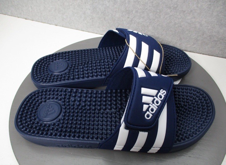 Adidas Adissage Slides Sport Blue White Sandals Mens Sz 12 Womens Sz 13