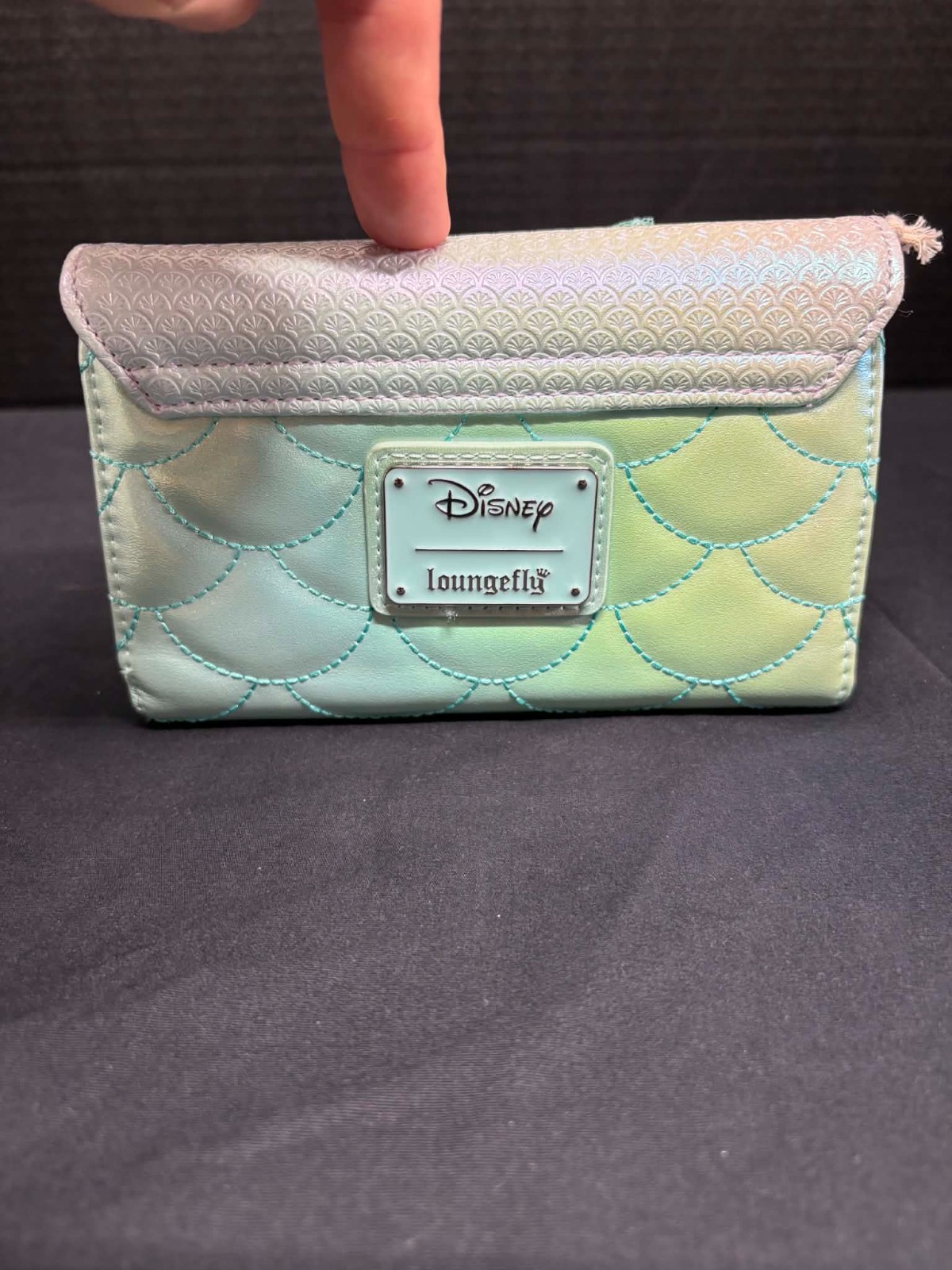 NWT Loungefly Disney Princess Ariel Little Mermaid Ombre Pearl Backpack & Wallet