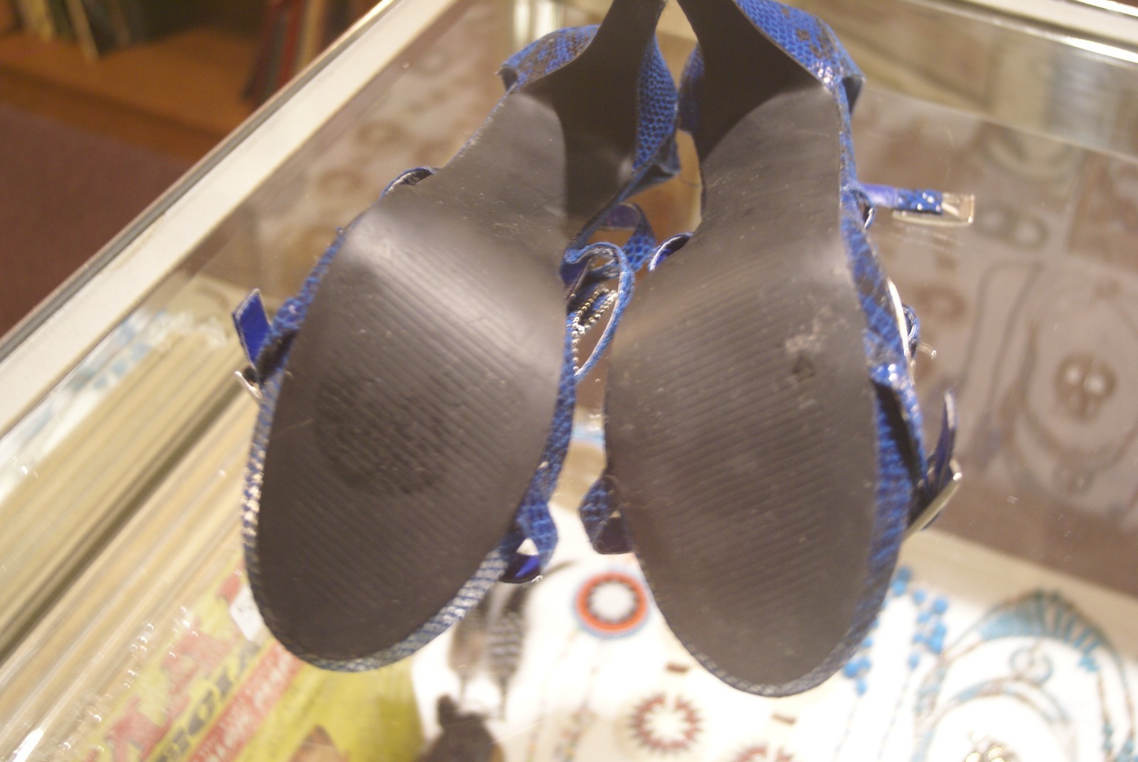 Nadara blue synthetic strappy high (3in and up) heel sandals size 8.5 B
