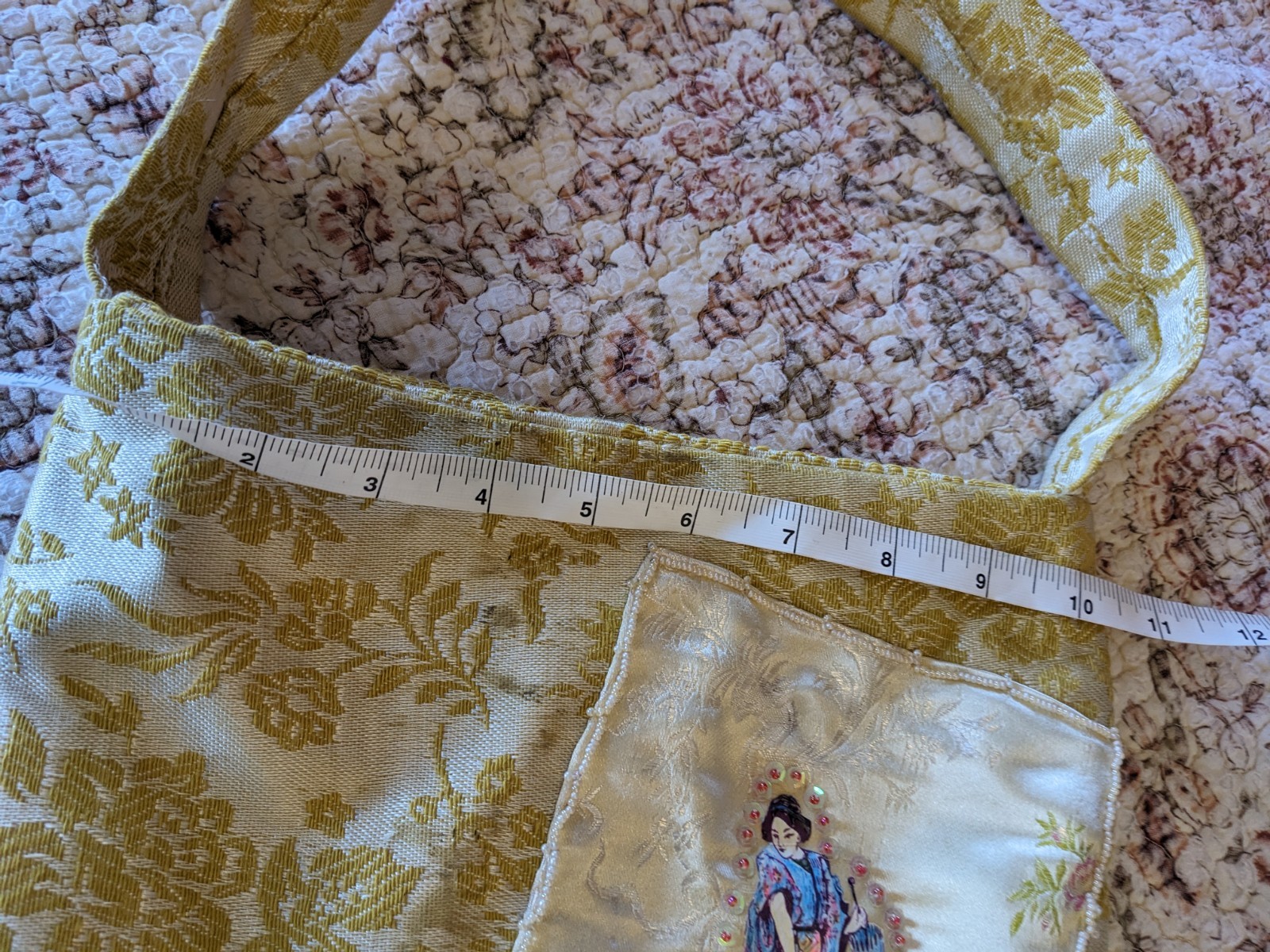 Embroidered Handbag Purse Bag Tote OAK Asian Oriental Golden Colors