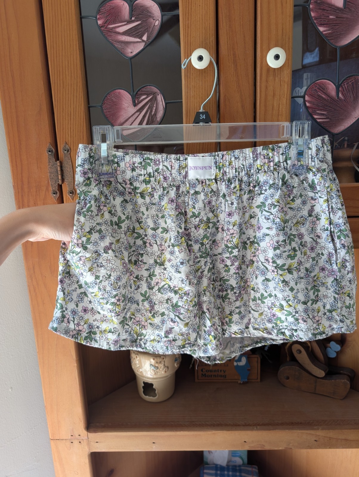 Women’s Size Small Floral Themed Boxer Sleep Shorts With Pockets