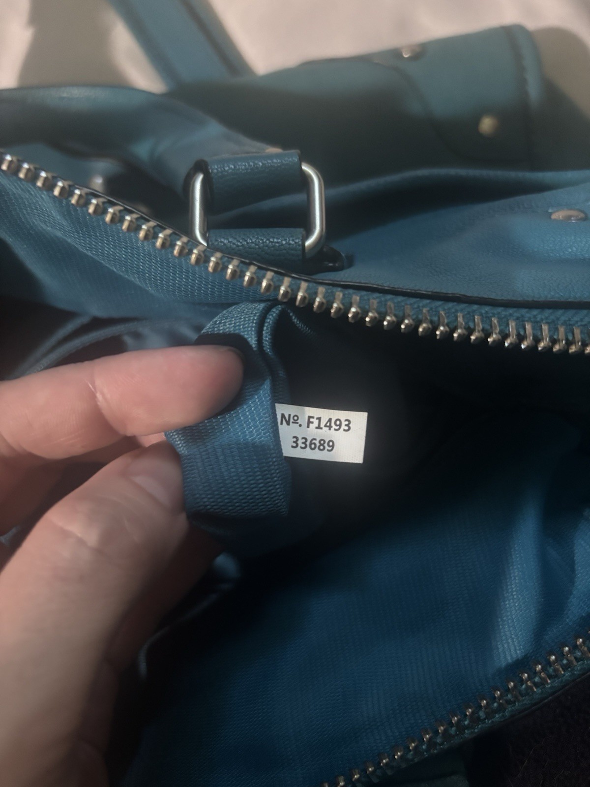 Coach Rhyder Turquoise Satchel Silver Hardware Studded Turn Lock
