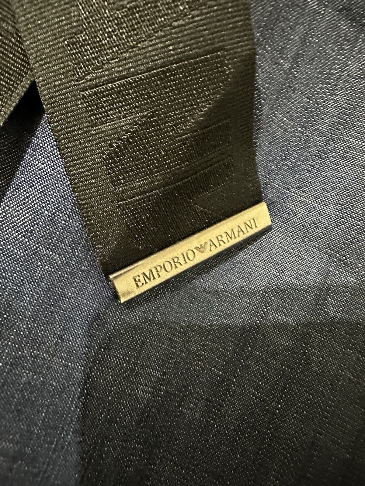 Emporio Armani Tailored Chambray Denim Straight Leg Pleated Trousers Uk 8 IT 40