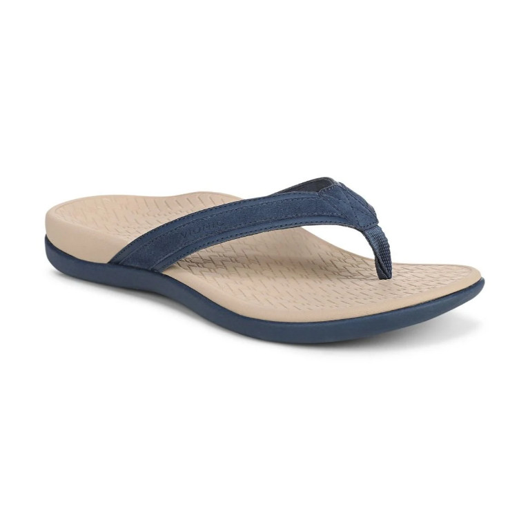 Vionic’s Tide 2.0 Toe Post Sandal, medium, Dark Denim Suede