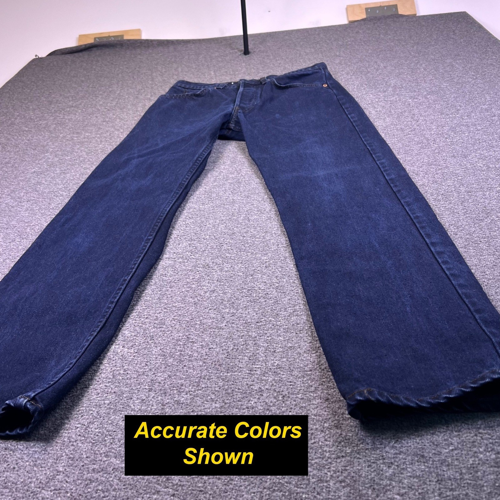 VTG 80s Levis 502 055B Jeans 32×32 Raw Indigo Denim Button Fly Red Tab Leather