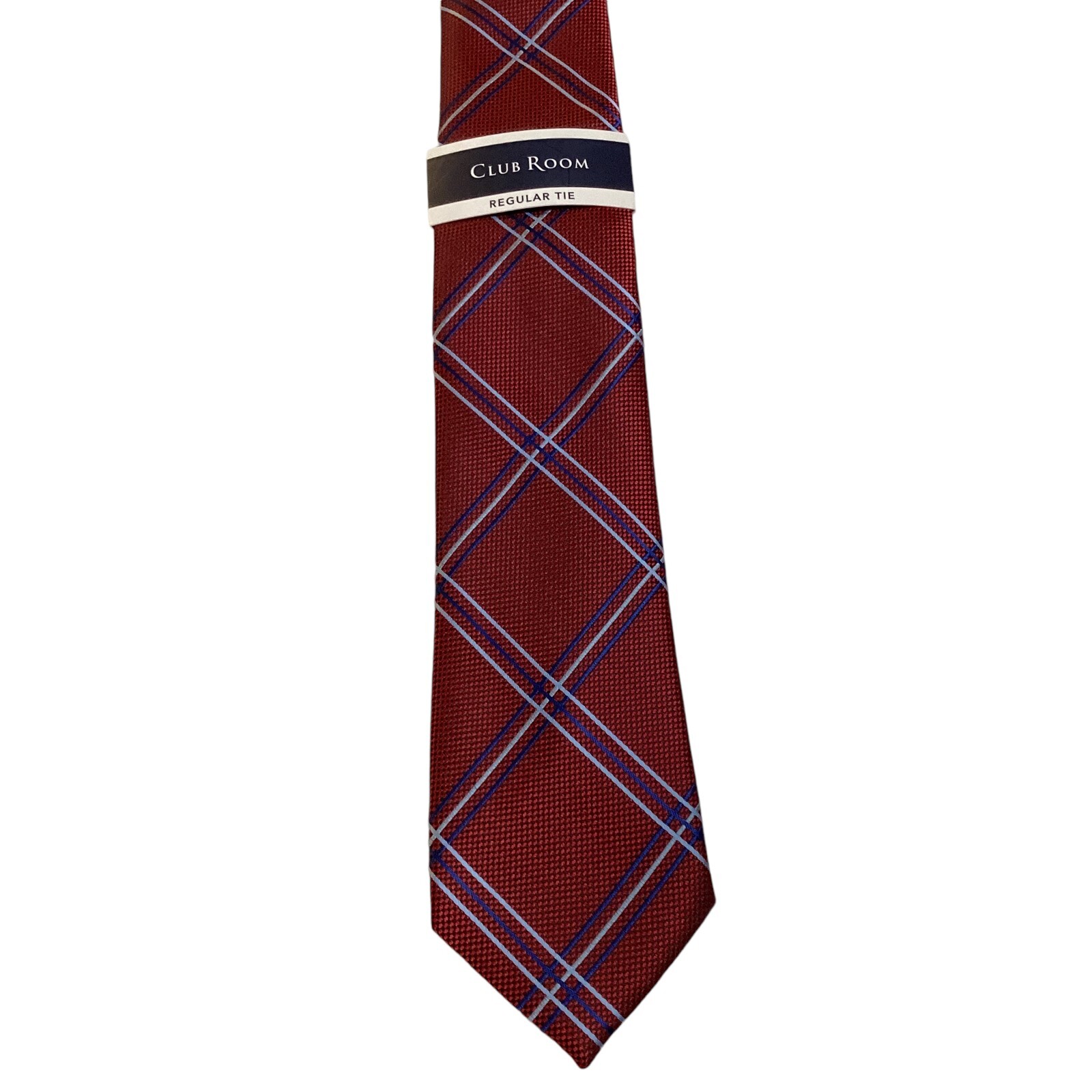 CLUB ROOM Mens Polyester Slim 3 1/8″ Necktie Designer Geometric Red/Blue NWT $55