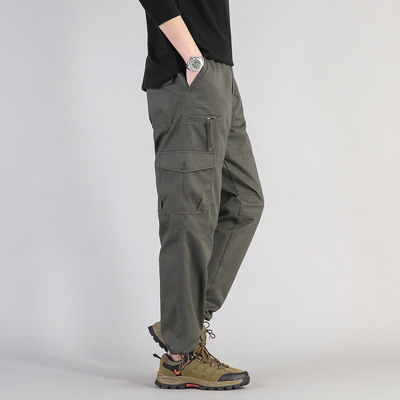 Mens Cargo Pants Work Pants Elastic Trousers Lightweight Combat Cotton Outdoor