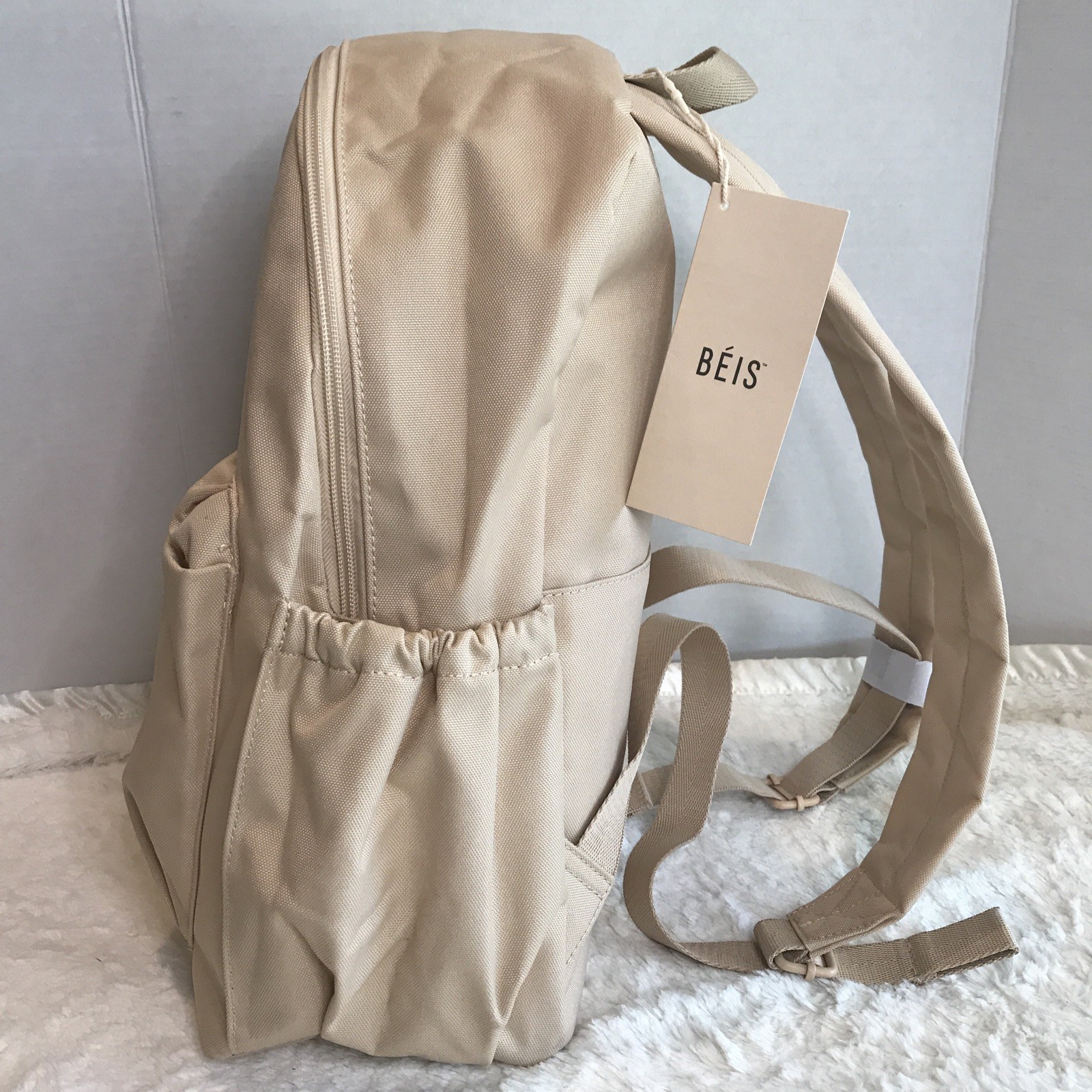 BEIS The BEISics Beige Backpack Laptop & Trolley Friendly Minimalist NWT