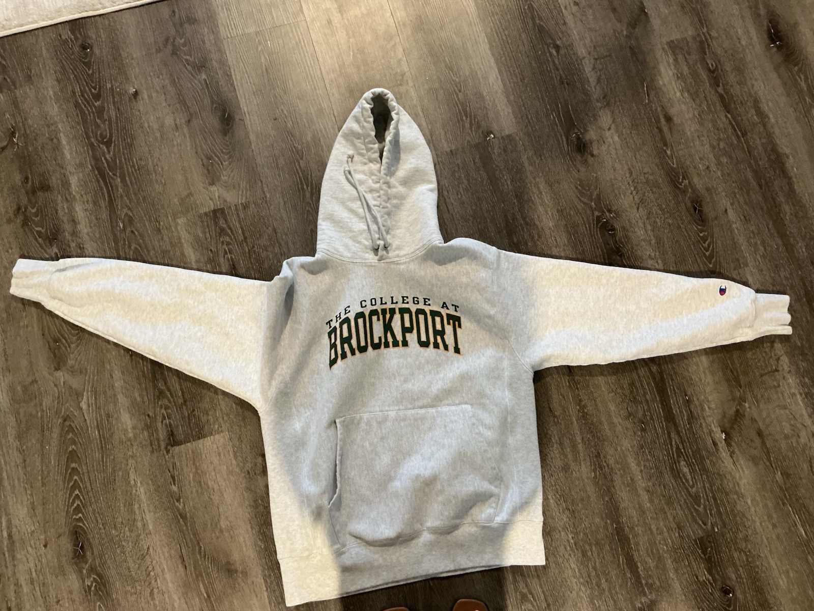 Champion Reverse Weave Gray College Heavy Wt Hoodie, Medium College Of Brockport