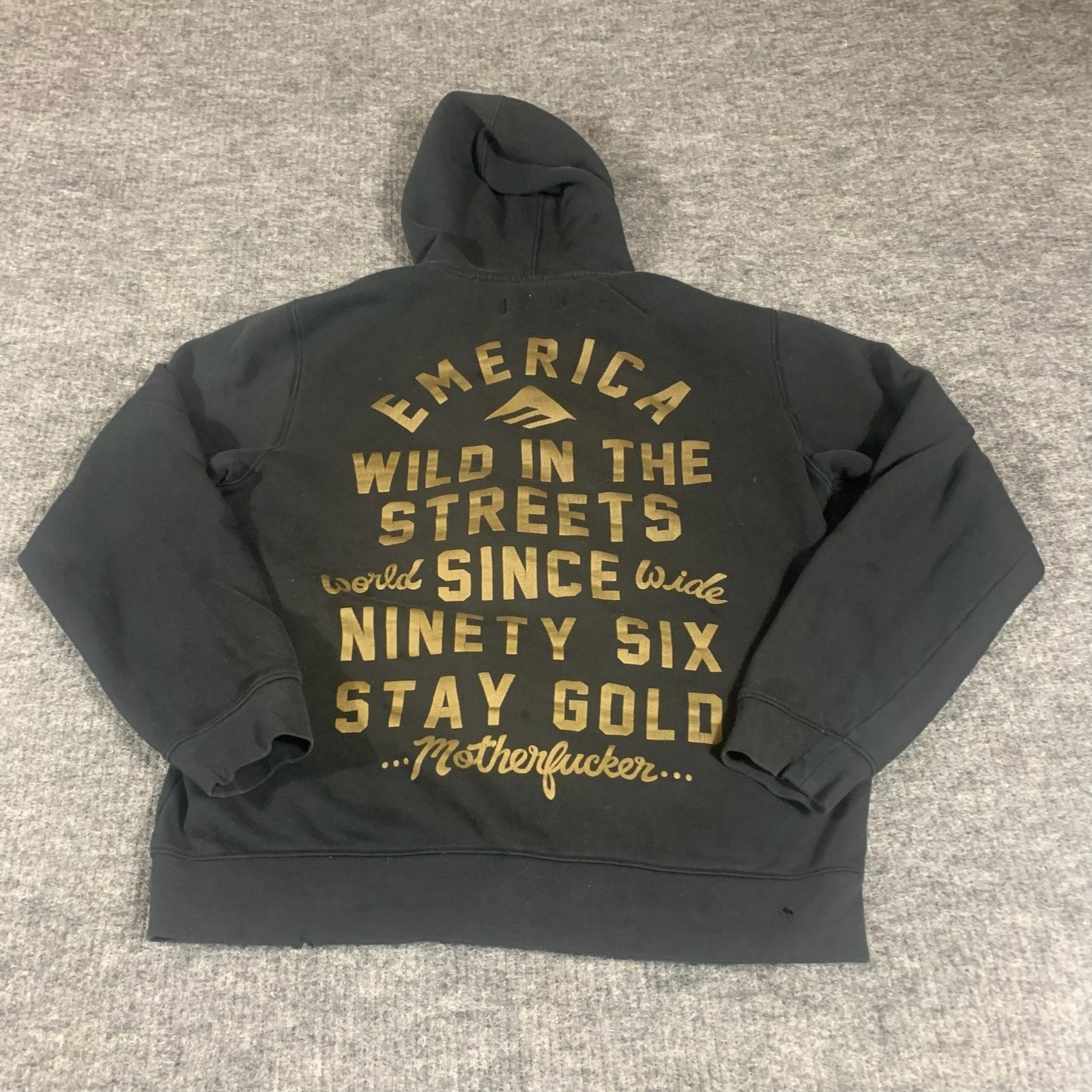 Emerica Hoodie Mens Medium M Black Full Zip Sweatshirt Skate Y2k Skateboarding
