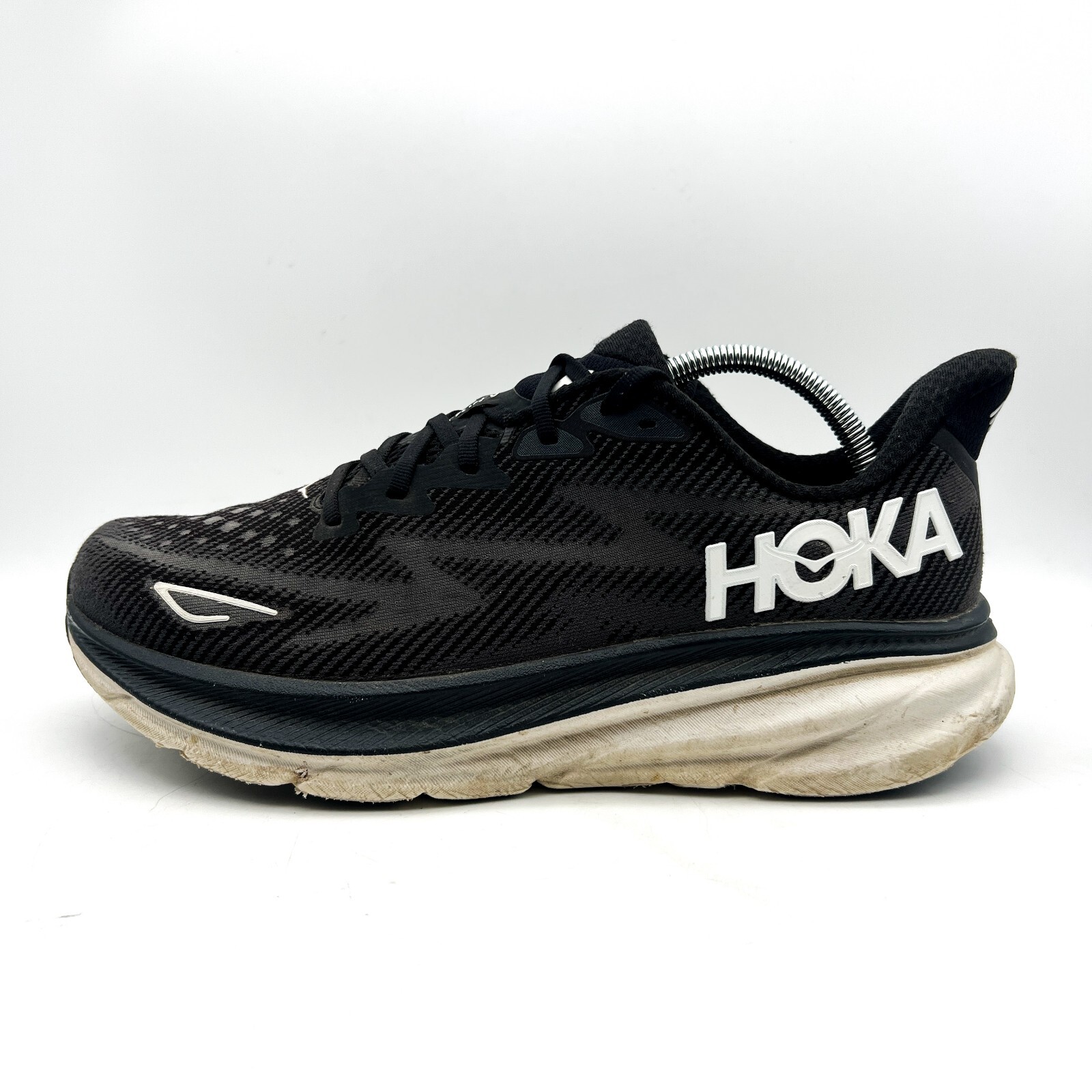 Hoka One One Clifton 9 Mens Size 10.5D Black White Running Shoes 1127895 BWHT