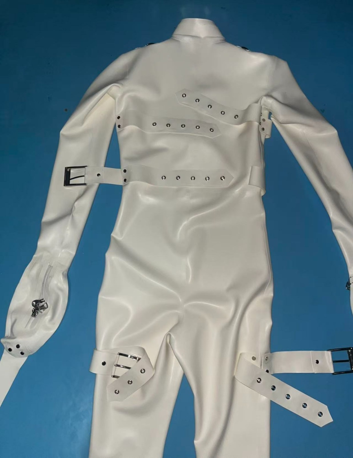 Latex Gummi D-ring Catsuit lock zip mittens stirrup socks belts customized #1475