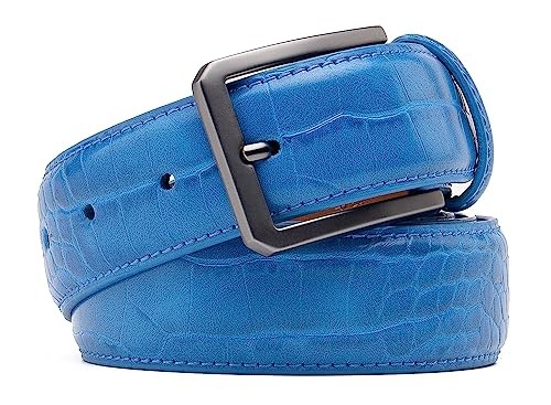 Fabio Valenti Belts for Men,Handmade Genuine Leather Men’s Belt 36/38 Azul