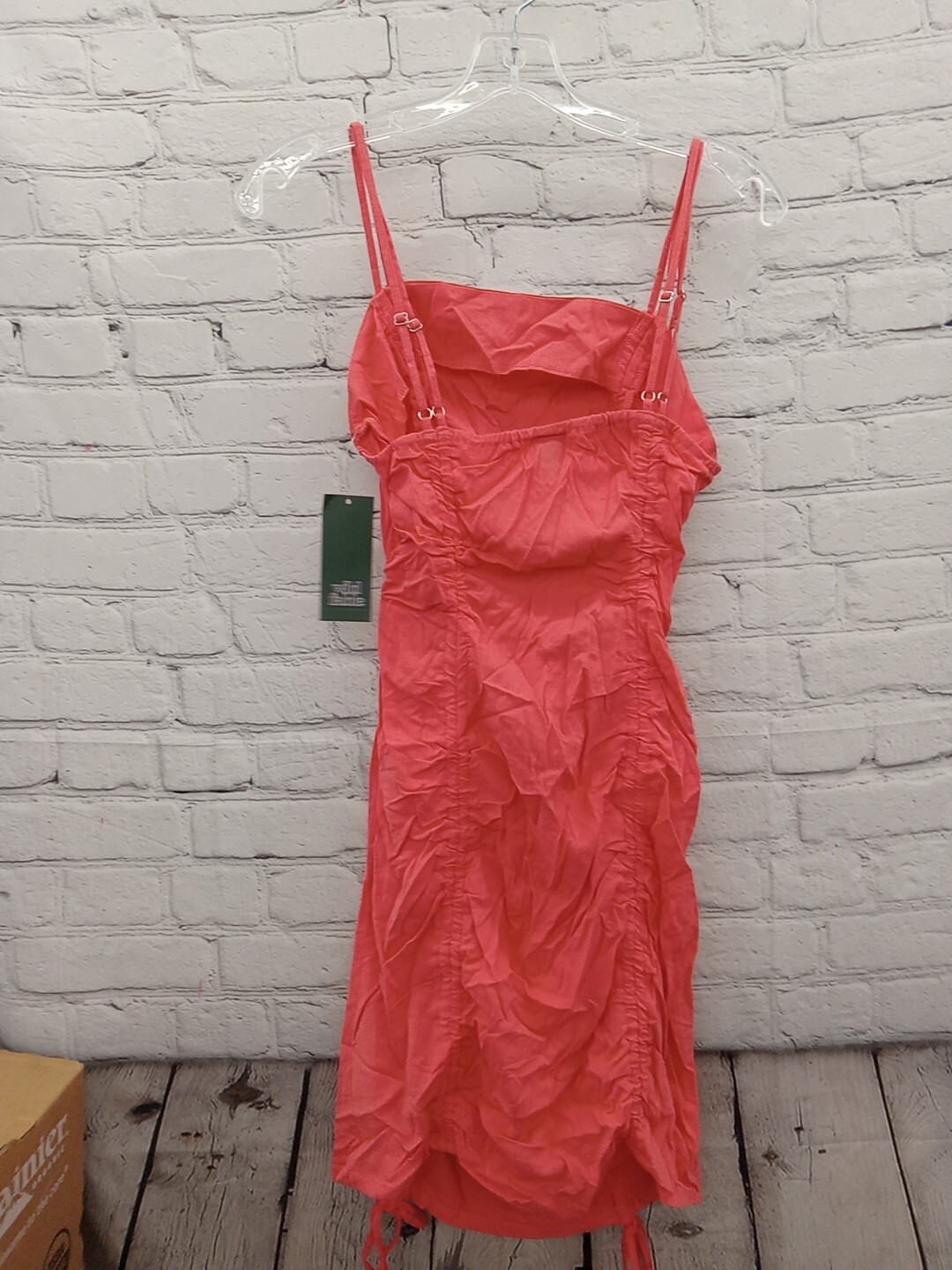Wild Fable Bright Pink Spagetti Strap Cut Out Ruched Midi Bodycon Dress Size L