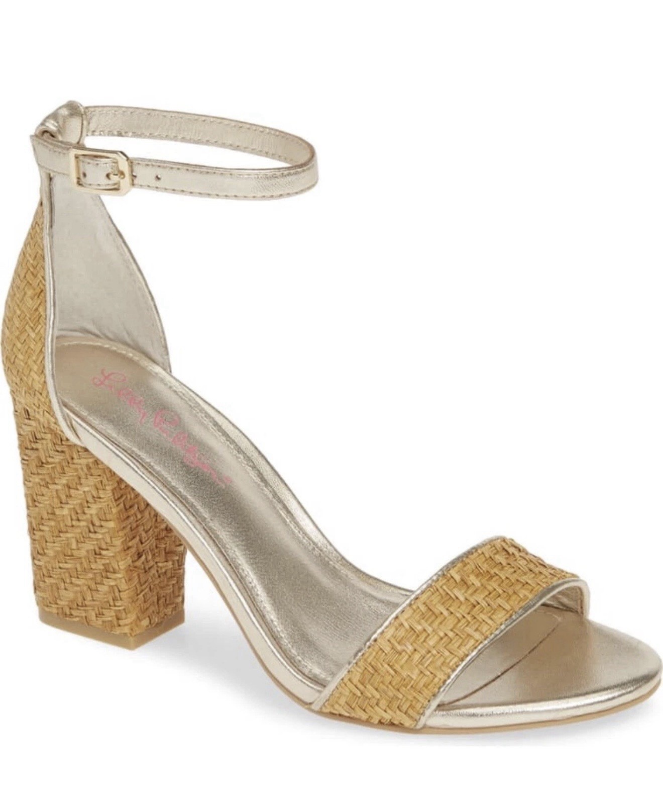 Lilly Pulitzer Amber Lynn Straw Sandals High Block Heel Shoes Women’s 9
