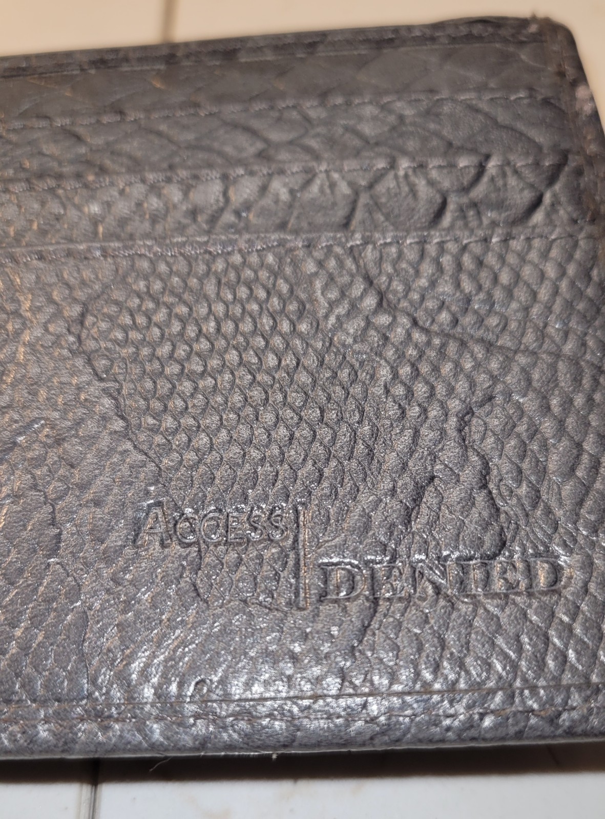Genuine Leather Mens Access Denied Pocket Wallet Card Holder lots of slots